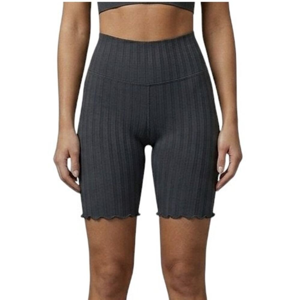 OFFLINE By Aerie Bike Shorts High Waisted Ribbed Black Women Size Small NWT
